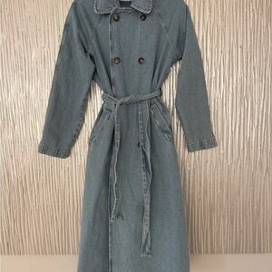 Zara Classic Light Blue Denim Trench Coat - BRAND NEW w/Tags attached